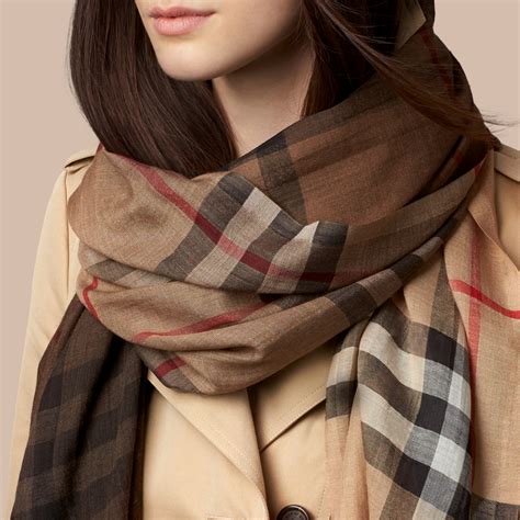 burberry camel giant check wool/silk scarf|burberry check wool scarf.